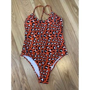 Cupshe Orange leopard print Padded Bra swimsuit￼ One Piece Size Large